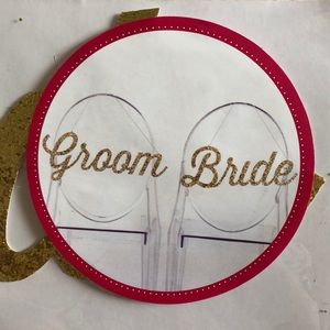 Kate Aspen Gold Glitter Bride & Groom Chair Signs